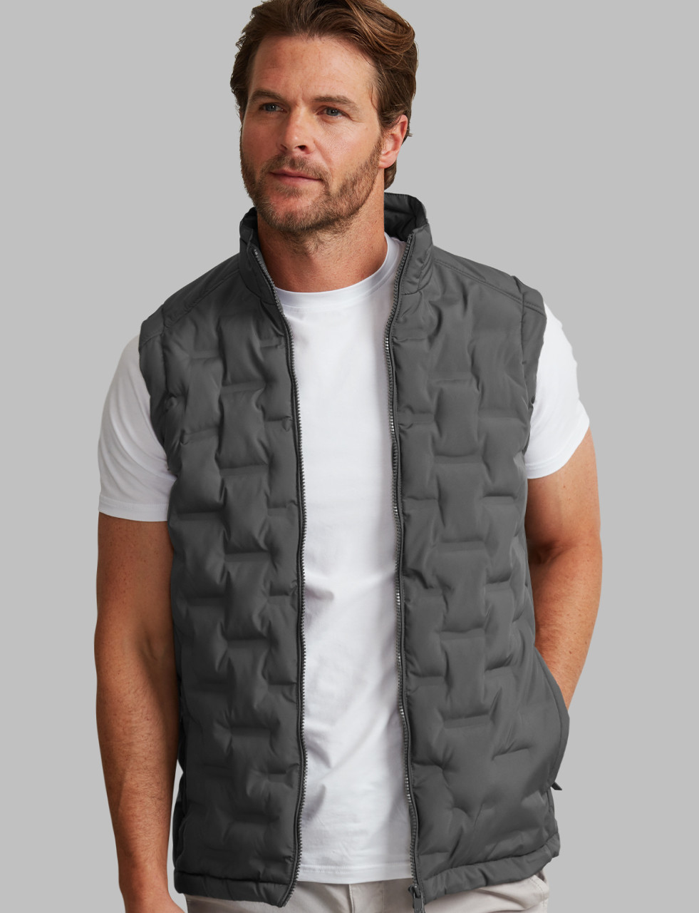 Men's Contemporary Quilt Gilet (4714) Charcoal