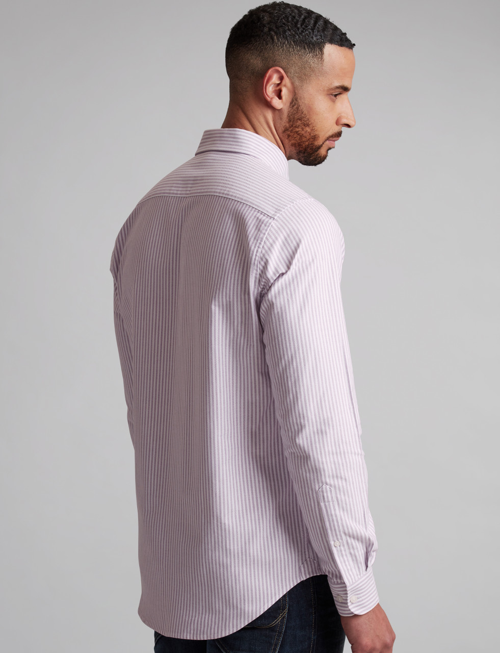 Men's Cotton Oxford (2263) -Shirt Navy Stripe