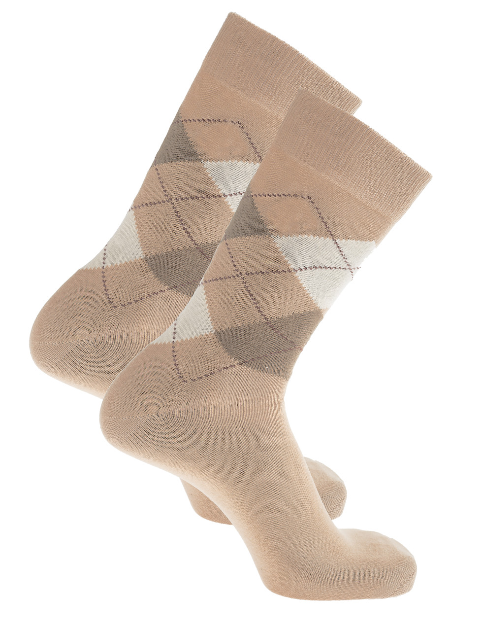 Men's Argyle Cotton Socks x 2 (2237) beige - Vedoneire