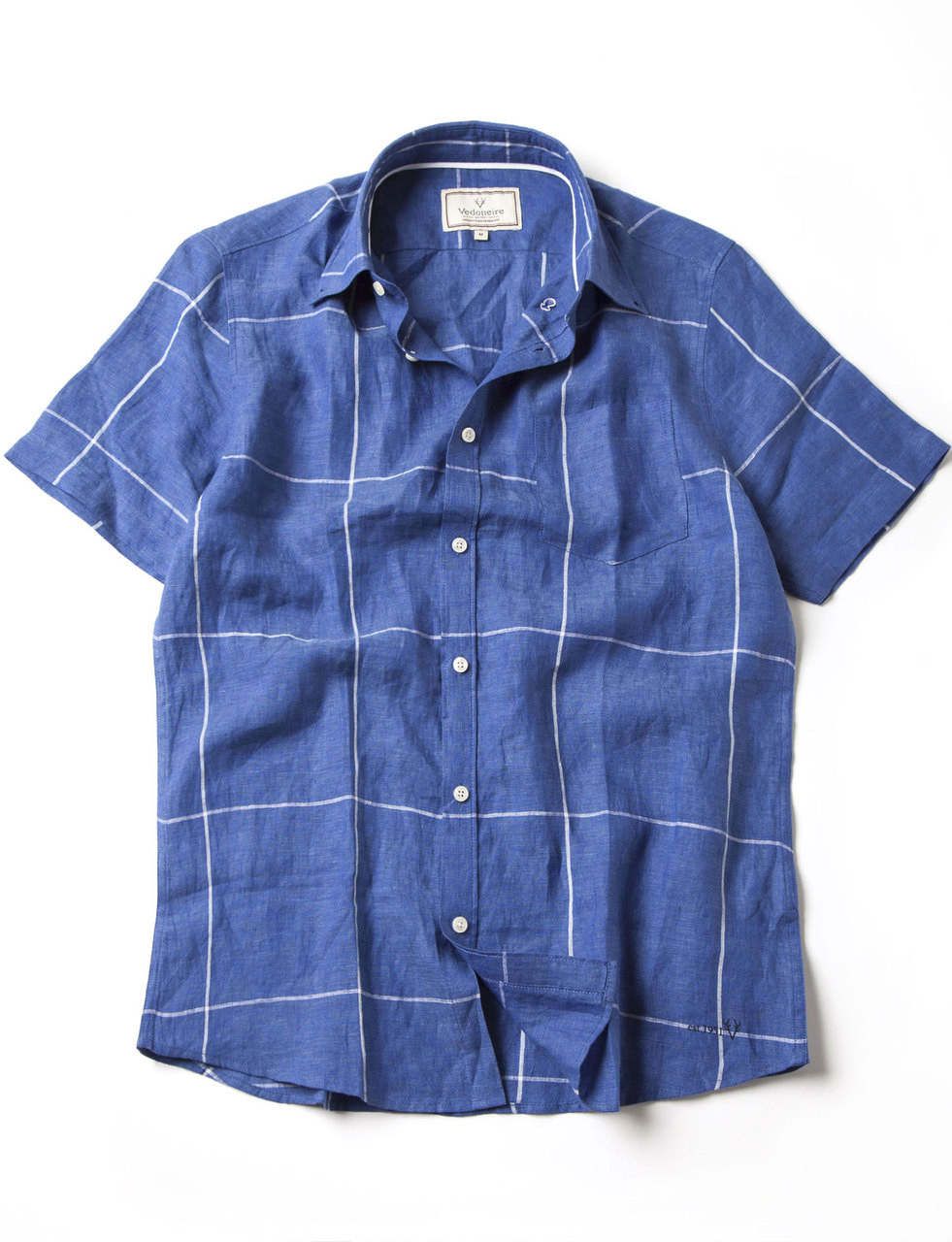 Men's Short Sleeve 100% Linen Shirt (2105) Parnell - Vedoneire