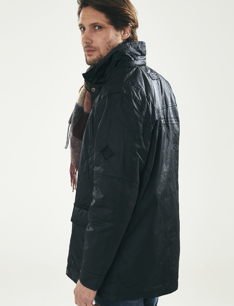 Mens Padded Wax Jacket with Detachable Hood - Vedoneire