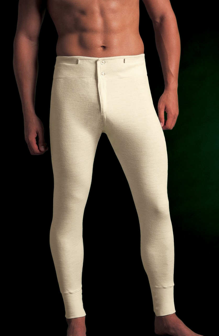 Men's merino wool long johns with fly