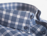 Men's Short Sleeve denim melange check shirt by Vedoneire of Ireland