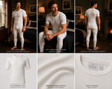 Mens Thermal Short Sleeve Top,  Cream/White or Charcoal