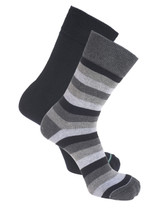 2 pack men's cotton sock, casual stripe Grey black by Vedoneire of Ireland