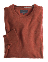 Men's lambswool round neck knit, ginger biscuit, by Vedoneire of Ireland