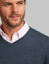 Men's luxury soft V neck cotton mix sweater, by Vedoneire of Ireland