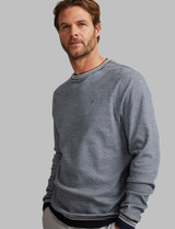 soft two tone casual crew neck, navy white, by Vedoneire of Ireland