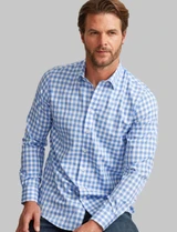 Men's soft bamboo mix  summer blue check shirt Vedoneire of Ireland