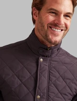 Men's diamond quilt jacket in purple with cord trim by Vedoneire of Ireland