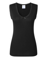 Women's Brushed Thermal Thick Strap Vest Winter Top (2224) Black by Vedoneire of Ireland