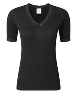 Women's Brushed Thermal Short Sleeve Top, Black