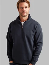 Men's Half Zip Sweatshirt, scuba style  Navy fabric, By Vedoneire of Ireland