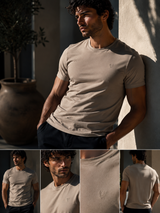 Men's Casual Round Neck  Cotton T-Shirt (2204) Taupe