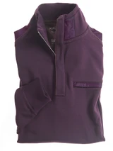 quarter zip sweatshirt with suede trim, acai purple