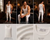 Mens Thermal Sleeveless Winter Underwear Vest Top x 1 (1888) Cream/White