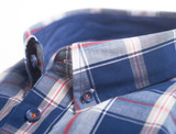Men's 100% cotton navy plaid short sleeve shirt by vedoneire of Ireland