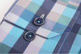 soft peach finish button down check shirt for men by Vedoneire of Ireland