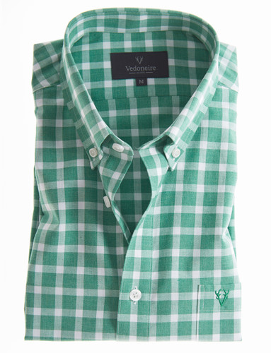 Men's Long sleeve green melange check shirt by Vedoneire of Ireland