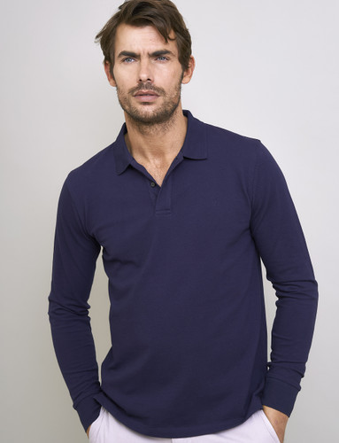 Smart long sleeve pique polo with stretch by Vedoneire of Ireland