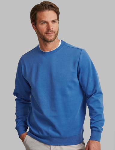 Men's perfect fit crew neck sweatshirt, blue, by Vedoneire of Ireland