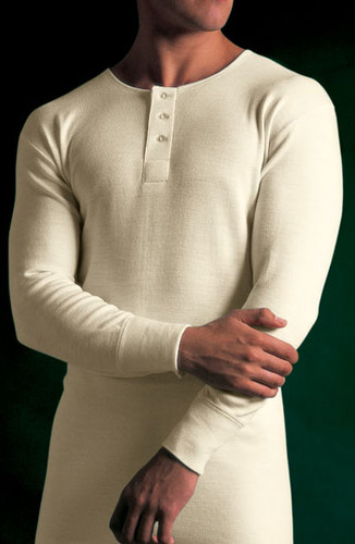 vintage wool underwear, button front long sleeve
