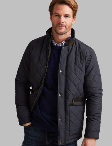 Men's traditional quilted jacket Navy with cord trim by Vedoneire of Ireland