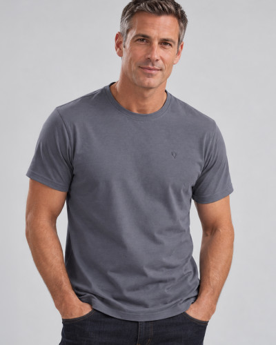 Men's Casual Round Neck  Cotton T-Shirt (2204) Steel