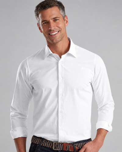 Men's Formal Shirt luxury 100% Fine Cotton LS (2399) White