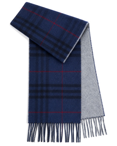 Plaid Plain Scarf (3114) Navy Grey