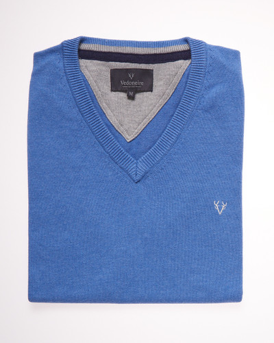 Men's Cotton V-Neck Sleeveless Jumper (4330) Blue Melange