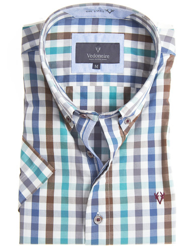 Men's green peach finish short sleeve shirt by Vedoneire of Ireland