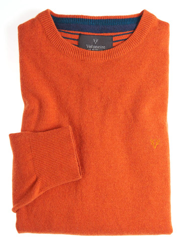 Men's Lambswool-Blend Crew Neck Jumper, Autumn Blaze