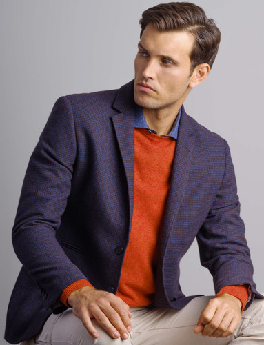 Mens Navy Houndstooth Blazer (3072) by Vedoneire of Ireland 