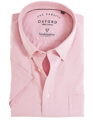 Men's short sleeve pink oxford shirt by Vedoneire of Ireland