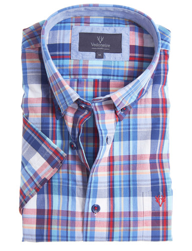 Soft wash short sleeve summer plaid shirt by Vedoneire of Ireland