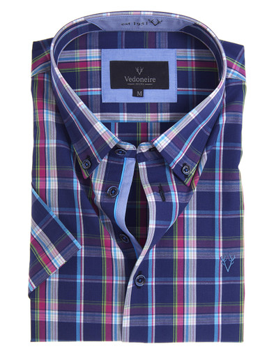Mens Short Sleeve Cotton Shirt (2296 Balat) check plaid