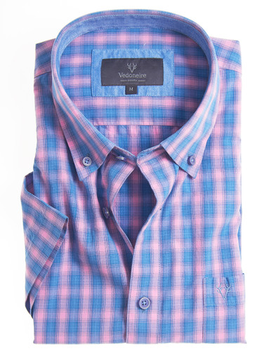 Soft washed cotton shirt, short sleeve, by Vedoneire of Ireland