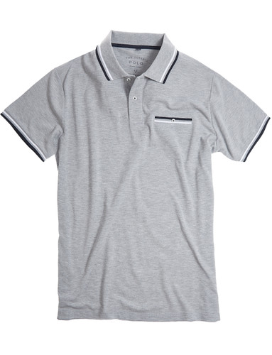 Pique grey polo with tipping and pocket by Vedoneire of Ireland