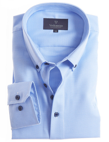 Men's luxurious soft cotton shirt, blue, by Vedoneire of Ireland