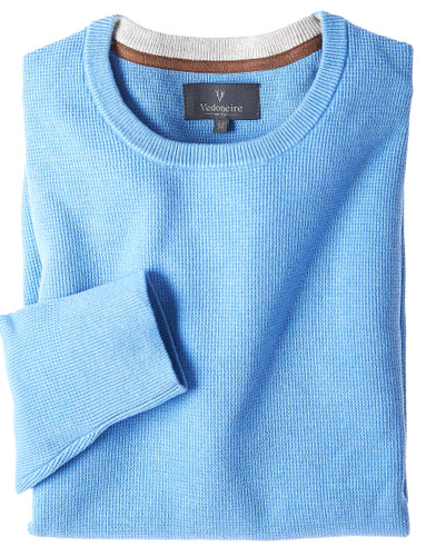 Blue texture round neck sweater by Vedoneire of Ireland
