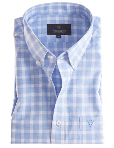 Men's melange cotton summer shirt, blue, by Vedoneire of Ireland