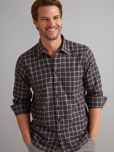 Warm lightly brushed 100% cotton winter shirt, plaid, by Vedoneire of Ireland