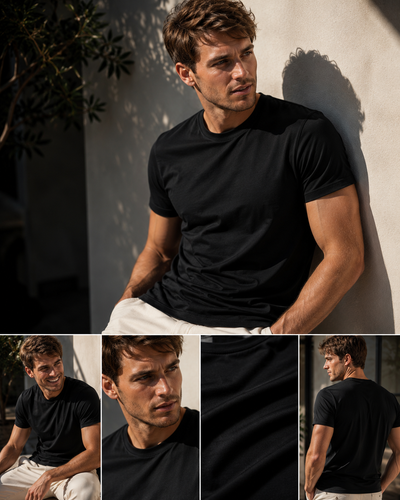 Men's Casual Round Neck Cotton T-Shirt  (2204) Black