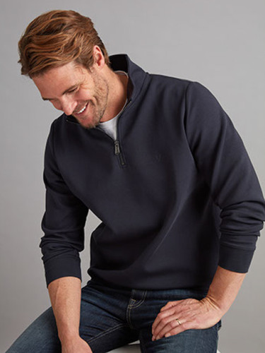 Premium Men's Half Zip Sweatshirt, Navy, By Vedoneire of Ireland