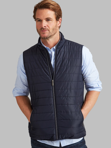 Premium hybrid navy padded gilet with knitted back, by Vedoneire of Ireland