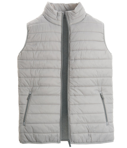 Premium hybrid grey padded gilet with knitted back, by Vedoneire of Ireland Premium hybrid grey padded gilet with knitted back, by Vedoneire of Ireland