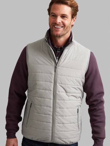 Soft winter grey hybrid padded gilet with knitted back, by Vedoneire of Ireland