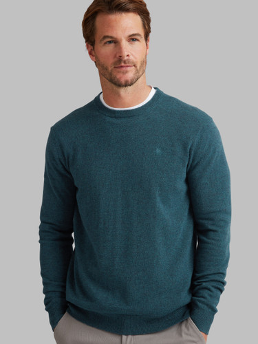 Men's luxury lambswool crew neck in Intense Teal by Vedoneire of Ireland