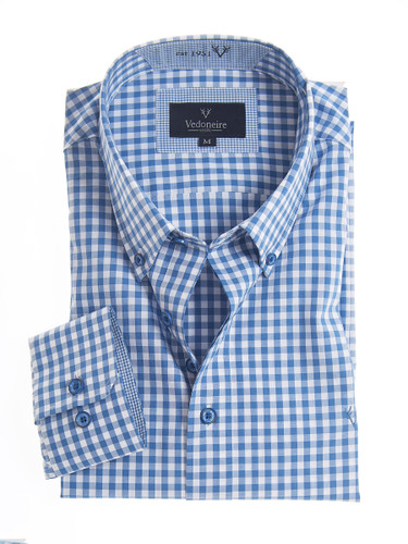 discover new season gingham shirts for men, denim colour, by Vedoniere of Ireland